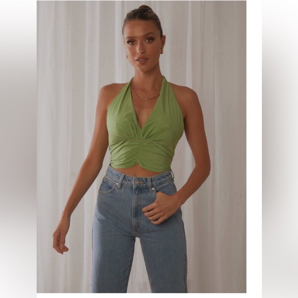 Peppermayo green halter crop top 💚